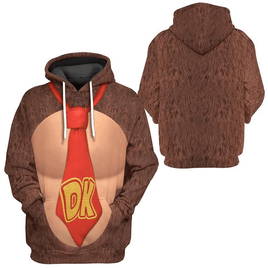 Mario Hoodie Donkey Kong Costume T-shirt Brown Unisex