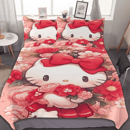 Hello Kitty Bedding Set Hello Kitty Between Flowers Duvet Covers Red Unique Gift