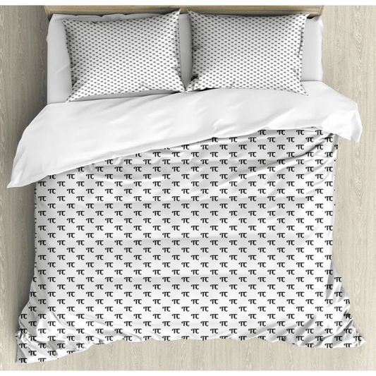 Pi Bedding Set Math Intelligence Pattern With Pi Number Symbol Duvet Covers White Unique Gift
