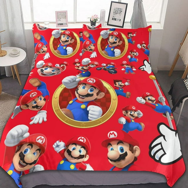 Mario Bedding Set Mario Different Poses Graphic Duvet Covers Colorful Unique Gift