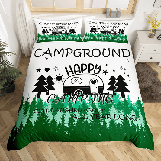 Camping Bedding Set Get Laughed About All Year Long Duvet Covers White Green Unique Gift