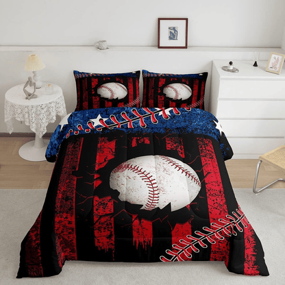 Baseball Bedding Set Baseball American Flag Retro Camo Geometry Duvet Covers Red Blue Unique Gift