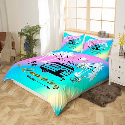 Camping Bedding Set It's Time For Camping Duvet Covers Colorful Unique Gift