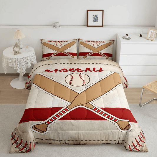 Baseball Bedding Set Vintage Baseball And Bats Duvet Covers Colorful Unique Gift