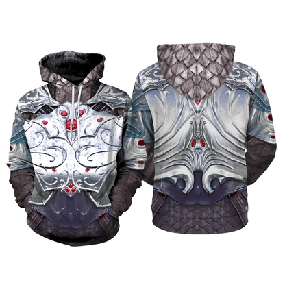 Baldur's Gate Hoodie Baldur's Gate Lae'zel CostumeT-shirt Silver Unisex