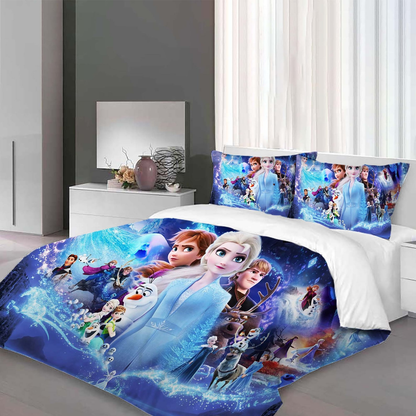 Frozen Bedding Set Frozen Characters Poster Duvet Covers Blue Unique Gift