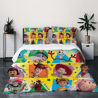 Toy Story Bedding Set DN Toys Names And Graphic Duvet Covers Colorful Unique Gift