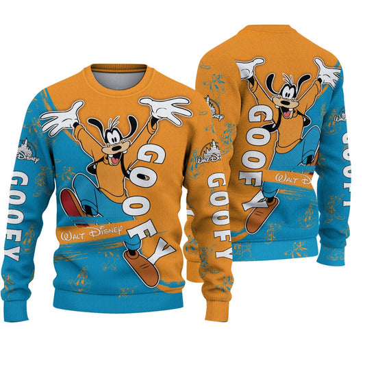 DN Sweatshirt Walt DN Goofy Sweatshirt Orange Blue Unisex Adults New Release