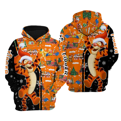 WTP Hoodie Santa Claus Tigger Christmas Pattern Hoodie Blak Orange Unisex