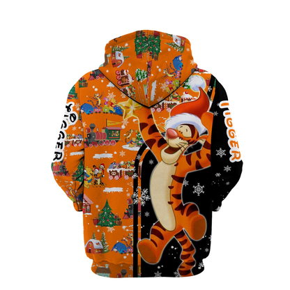 WTP Hoodie Santa Claus Tigger Christmas Pattern Hoodie Blak Orange Unisex