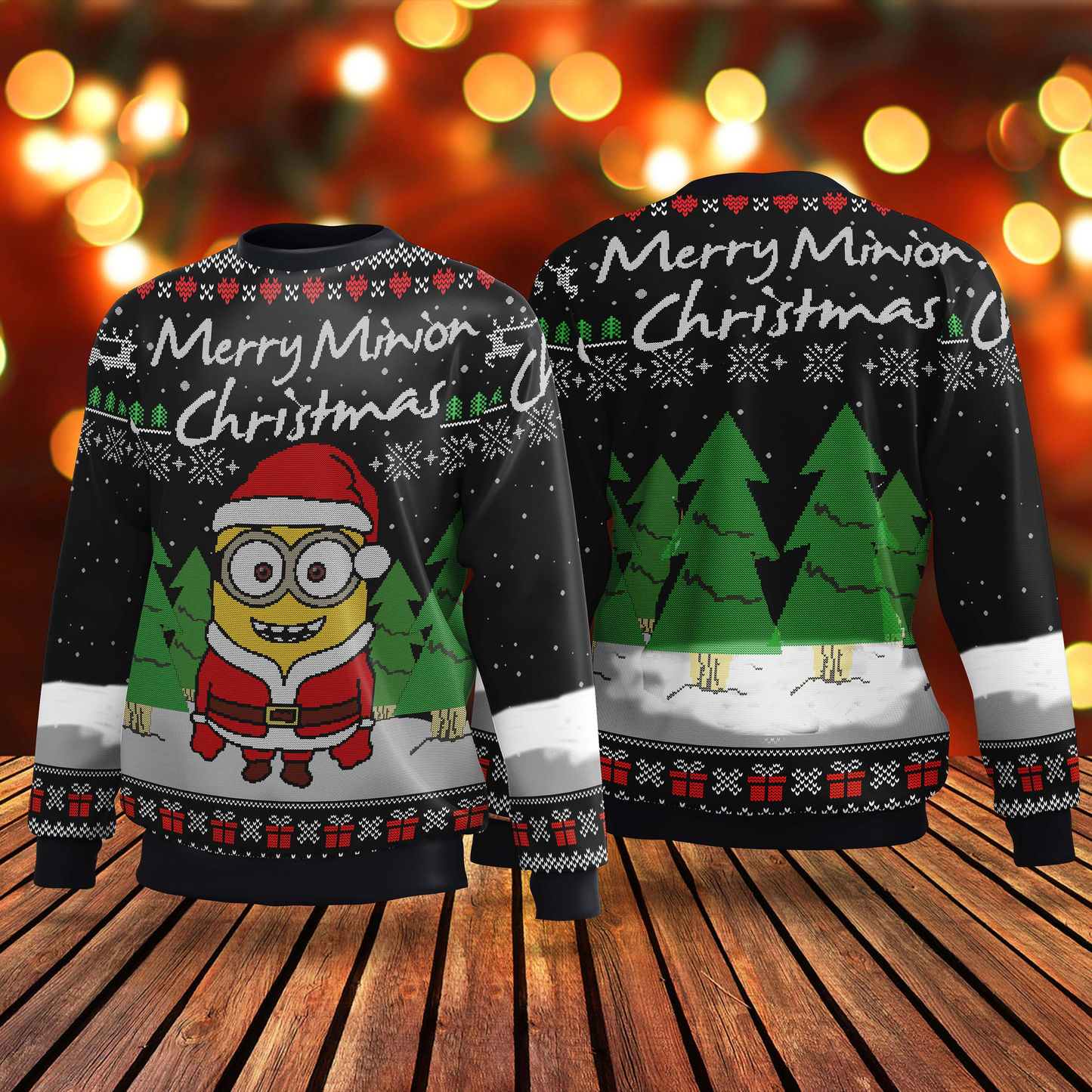 Minion Sweatshirt Merry Minion Christmas Sweatshirt Black Unisex