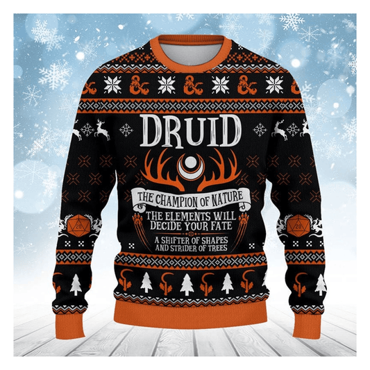 Dungeon And Dragon Sweatshirt Druid The Champion Of Nature Sweatshirt Black Orange Unisex