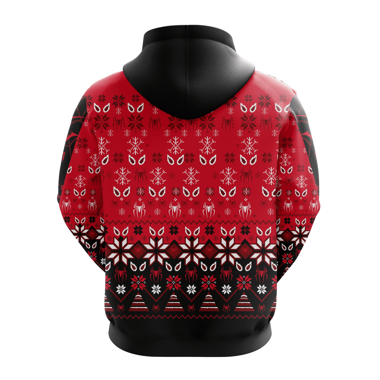 Spiderman Hoodie MV Spiderman Symbol And Christmas Pattern Hoodie Red Black Unisex