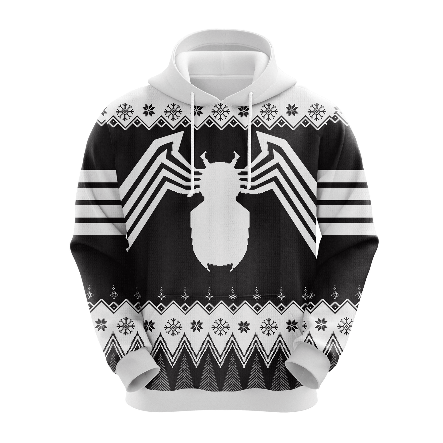 Spiderman Hoodie MV Gwen Stac Spider Symbol Christmas Pattern Hoodie Black White Unisex