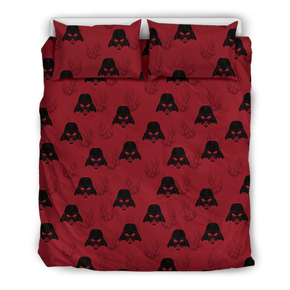 SW Bedding Set Darth Vader Helmet Pattern Duvet Covers Red Unique Gift