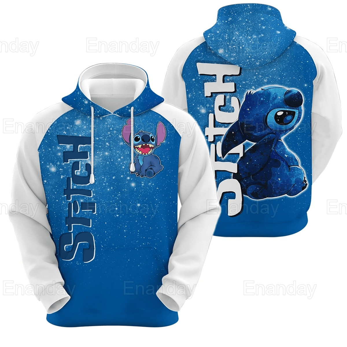 Stitch Hoodie Stitch In The Galaxy Hoodie White Blue Unisex