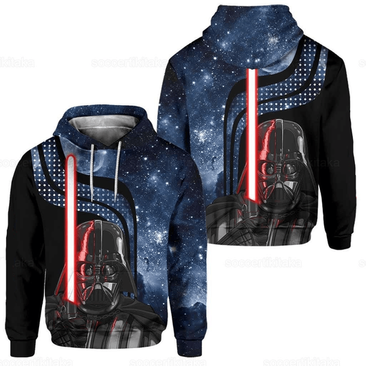 SW Hoodie Darth Vader With Lightsaber Galaxy Hoodie Black Blue Unisex