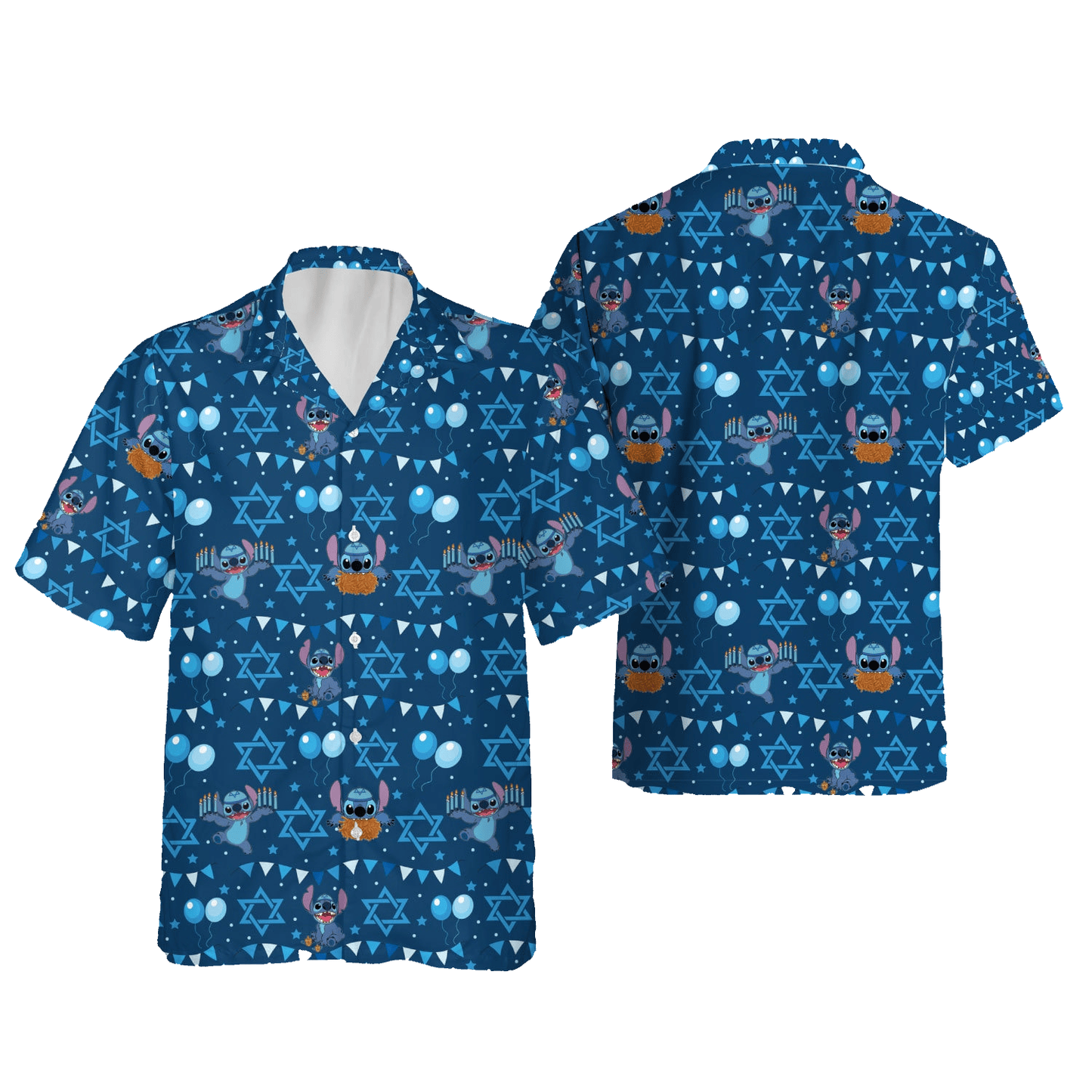 Hanukkah Hawaii Shirt Stitch Star Of David Pattern Aloha Shirt Blue Unisex