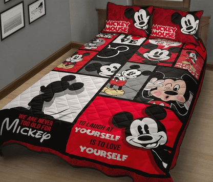 MM Bedding Set DN We Are Never Too Old For Mickey Duvet Covers Black Red Unique Gift