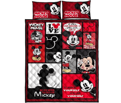 MM Bedding Set DN We Are Never Too Old For Mickey Duvet Covers Black Red Unique Gift