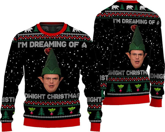 The Office Sweatshirt I'm Dreaming Of A Dwight Christmas Sweatshirt Black Unisex