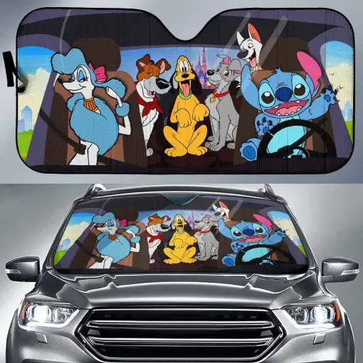  DN Car Sun Shade Stitch Pluto The Tramp Windshield Sun Shade