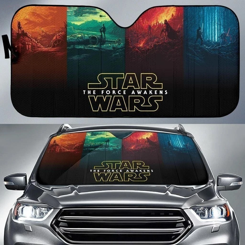  Star Wars Car Sun Shade Star Wars The Force Awakens Orange Green Red Blue Windshield Sun Shade