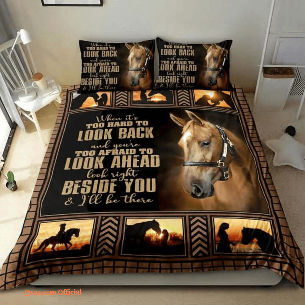 Horse Bedding Set I'll Be There Right Beside You Duvet Covers Black Brown Unique Gift