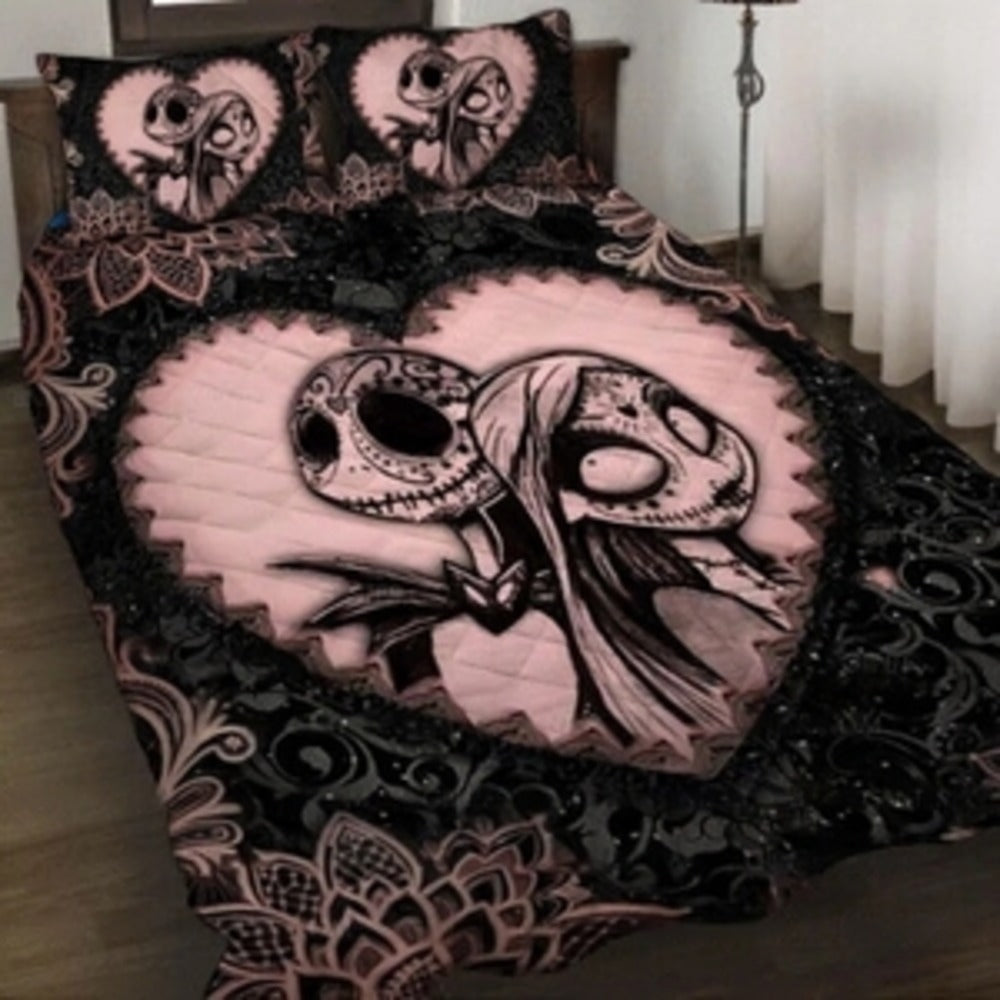 TNBC Bedding Set Jack Sally Couple Madala Pattern Duvet Covers Black Unique Gift