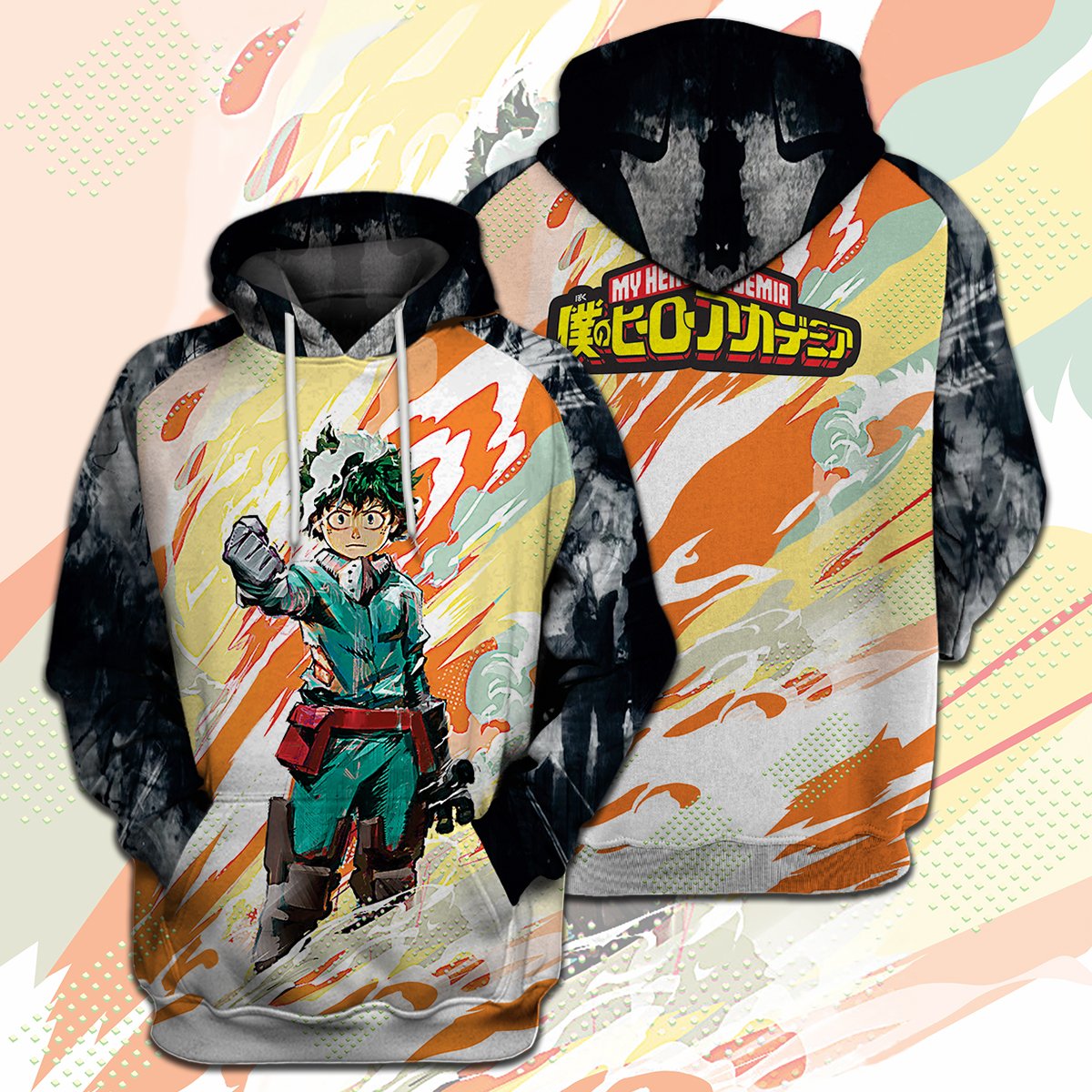  My Hero Academia T-shirt Midoriya Izuku Smoke My Hero Academia Logo T-shirt Hoodie Adult Full Print