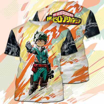  My Hero Academia T-shirt Midoriya Izuku Smoke My Hero Academia Logo T-shirt Hoodie Adult Full Print