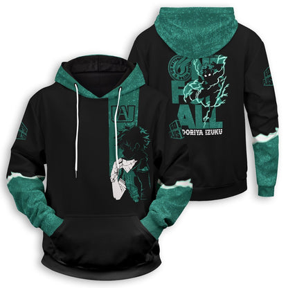  My Hero Academia Hoodie Boku No Hero Academia Apparel Izuku Midoriya Green Black Hoodie Adult Full Print