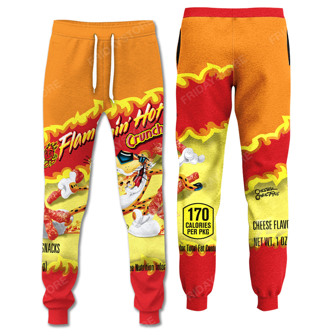 Cheetos Pants Cheetos Flaming Hot Crunchy Joggers Adult Full Print Full Size