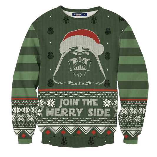 SW Ugly Sweater Join The Merry Side Sith Christmas Pattern Green Sweater