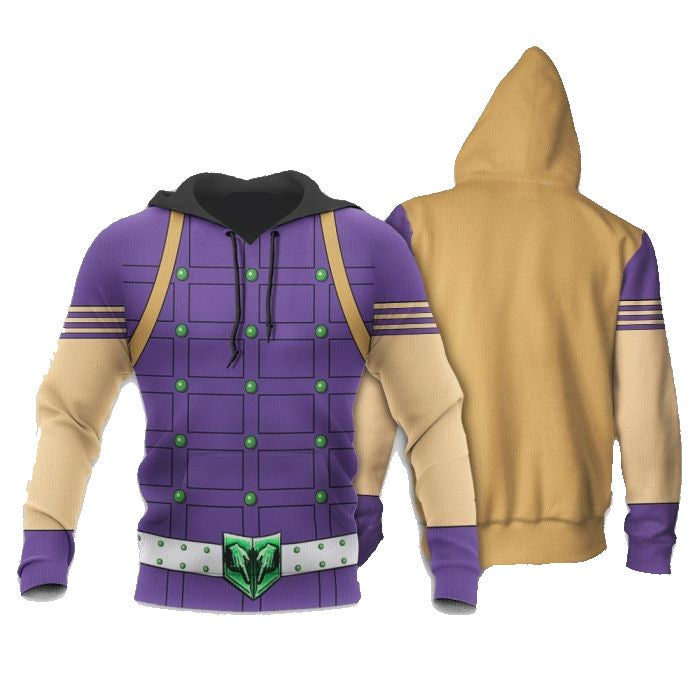 JoJos Bizarre Adventure Hoodie JoJos Bizarre Adventure Gyro Zeppeli Costume Hoodie Yellow Purple Unisex