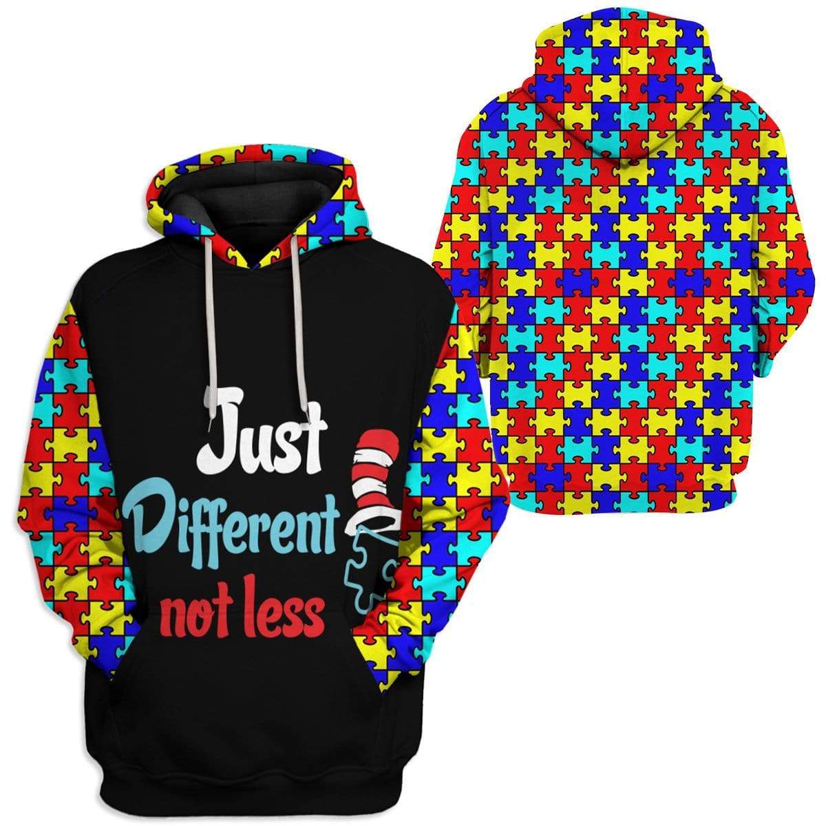 Unifinz Autism Awareness T-shirt Just Different Not Less Puzzle Piece Hoodie Autism Hoodie Autism Apparel 2024
