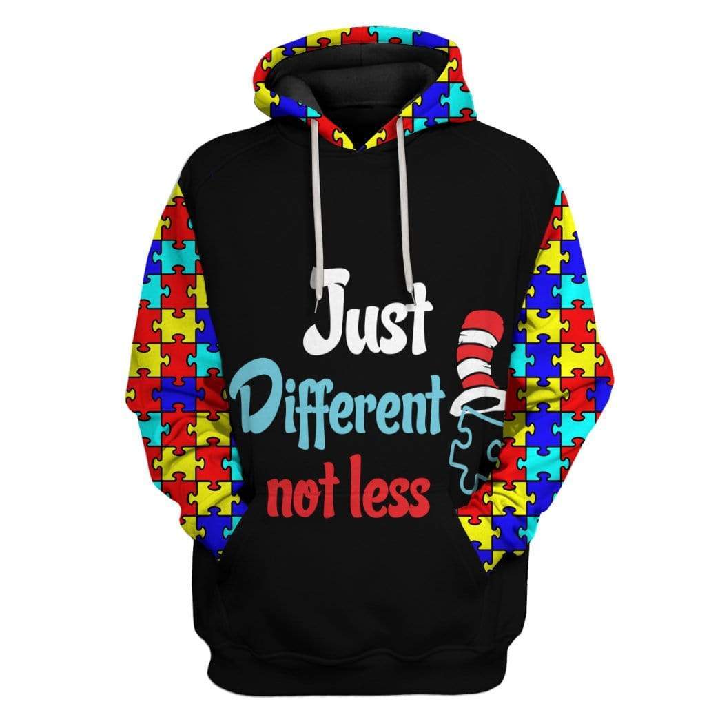 Unifinz Autism Awareness T-shirt Just Different Not Less Puzzle Piece Hoodie Autism Hoodie Autism Apparel 2022
