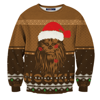 SW Sweater I'd Rather Kiss A Wookiee Christmas Brown Ugly Sweater