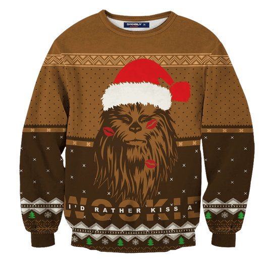 SW Sweater I'd Rather Kiss A Wookiee Christmas Brown Ugly Sweater