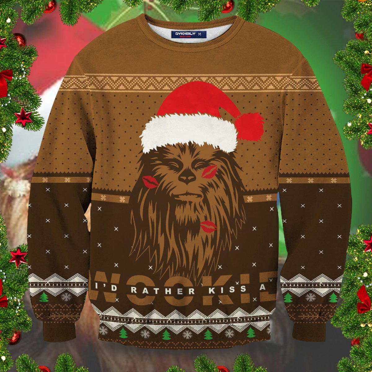 SW Sweater I'd Rather Kiss A Wookiee Christmas Brown Ugly Sweater