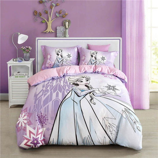 Frozen Bedding Set Princess Elsa Making Snow Duvet Covers Pink Unique Gift