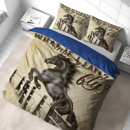 Horse Bedding Set What If I Fall But What If You Fly Duvet Covers Black Unique Gift