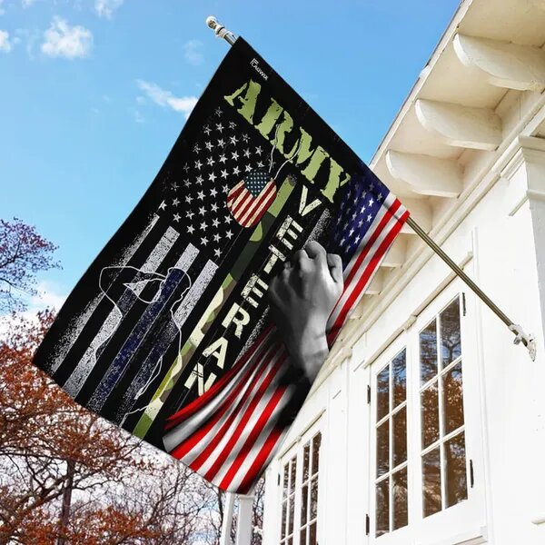 Veteran Flags US Army Veteran American Flag Dog Tag House Flag
