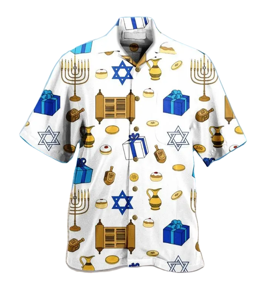 Hanukkah Hawaii Shirt Holiday Hanukkah Presents Aloha Shirt White Unisex