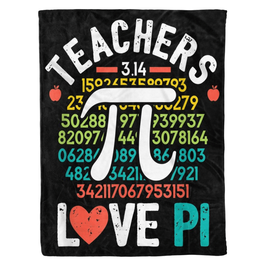 Pi Blanket Teacher Loves Pi Number Pattern Blanket Black