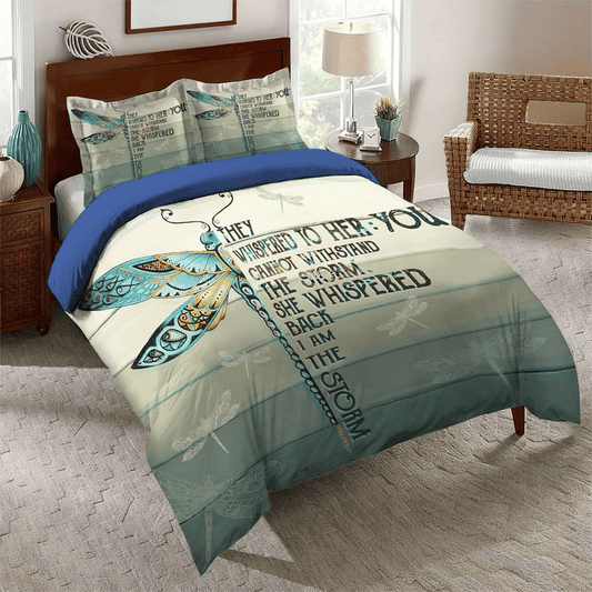 Hippie Bedding Set She Whispered Back I Am The Storm Duvet Covers Green Unique Gift