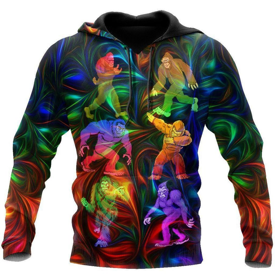 Bigfoot Hoodie Bigfoot Pattern Gradiant Color Hoodie Colorful Unisex