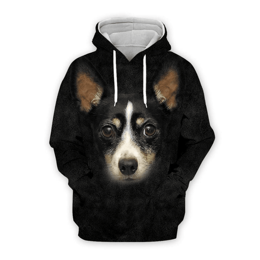 Dog Hoodie Chihuahua Cute Dog Face Hair Graphic Hoodie Black Unisex