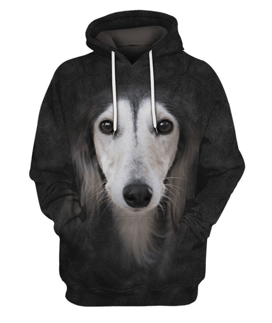 Dog Hoodie Saluki Face Hair Graphic Hoodie Black Unisex – Unifinz