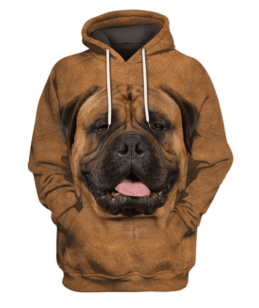 Dog Hoodie Bullmastiff Face Hair Graphic Hoodie Brown Unisex